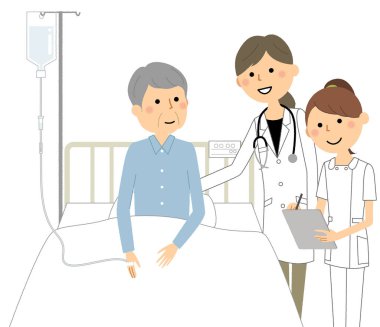 Hasta, doktor ve hemşire / Hastanede yatan hasta, doktor ve hemşire.