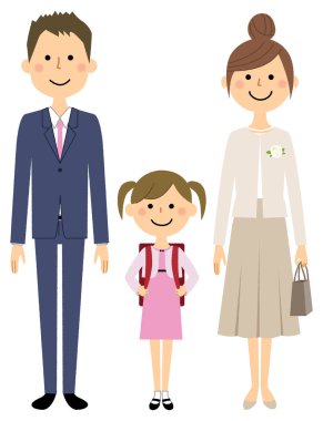 Aile, Giriş Töreni, İlköğretim Okulu / Bu ilkokula giren bir çocuk ve ailenin resmi.