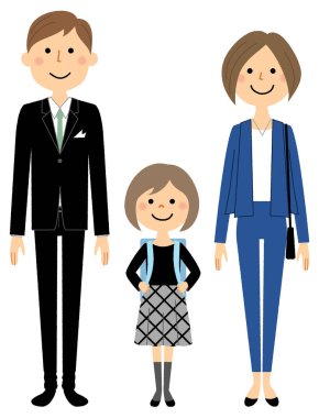 Aile, Giriş Töreni, İlköğretim Okulu / Bu ilkokula giren bir çocuk ve ailenin resmi.