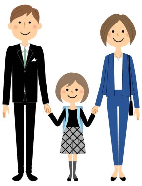 Aile, Giriş Töreni, İlköğretim Okulu / Bu ilkokula giren bir çocuk ve ailenin resmi.