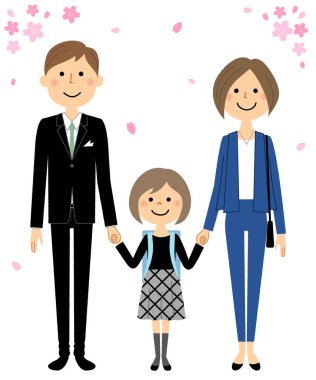 Aile, Giriş Töreni, İlköğretim Okulu / Bu ilkokula giren bir çocuk ve ailenin resmi.
