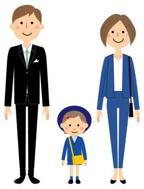 Aile, Giriş Töreni, Anaokulu / Bu bir çocuk ve ailenin anaokuluna girişinin resmi.