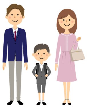 Aile, Giriş Töreni, İlköğretim Okulu / Bu ilkokula giren bir çocuk ve ailenin resmi.