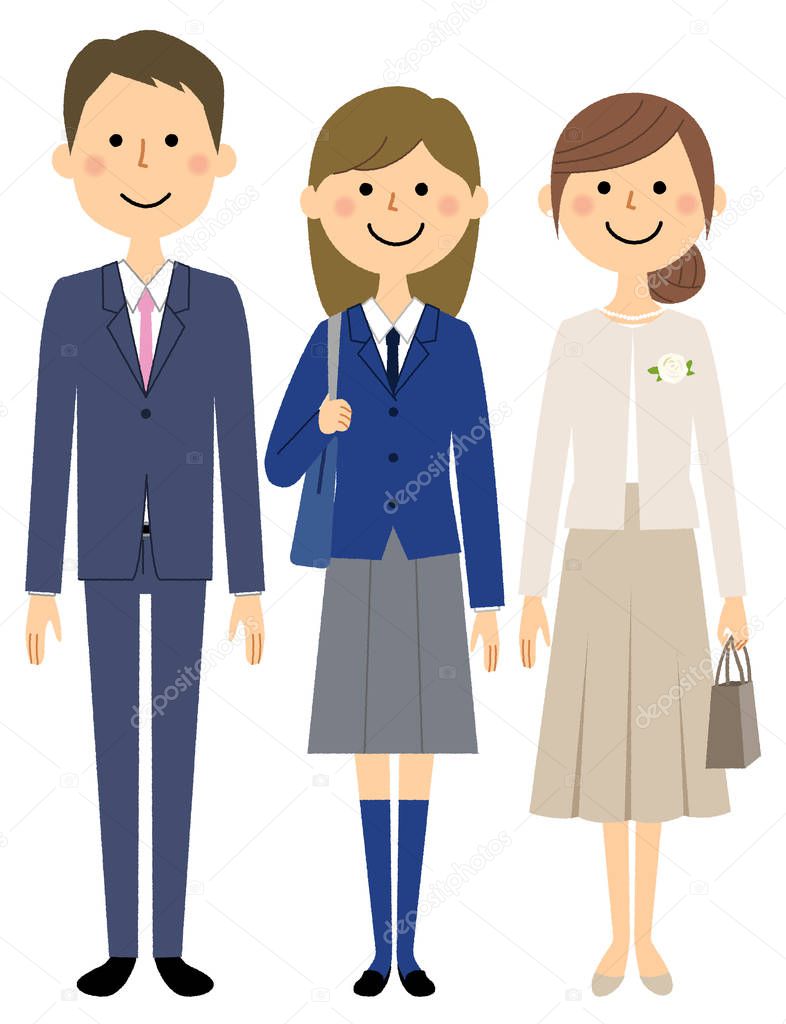 Family, Entrance ceremony, Student/This is an illustration of a student entering a family.