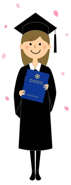 Graduation Ceremony Academic Dress Illustration Woman Wearing Academic Dress — Stock Vector