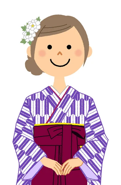Випускний Японська Спідниця Формального Одягу Хіро Ілюстрація Жінки Японській Спідниці — стоковий вектор