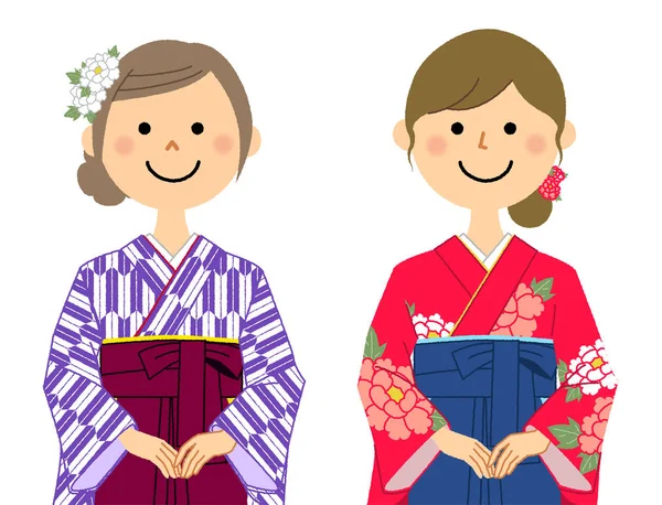 Afstuderen Japans Rokje Voor Formele Kleding Hakama Afstuderen Japans Rokje — Stockvector