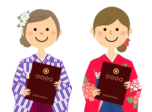 Afstuderen Japans Rokje Voor Formele Kleding Hakama Afstuderen Japans Rokje — Stockvector