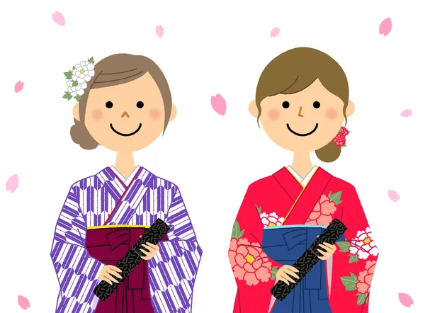 Afstuderen Japans Rokje Voor Formele Kleding Hakama Afstuderen Japans Rokje — Stockvector