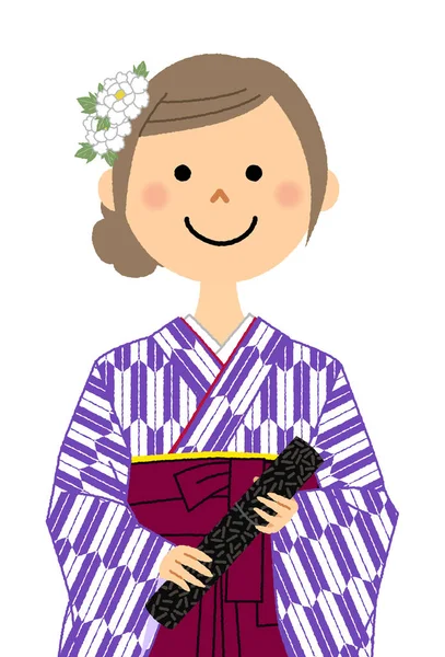 Випускний Японська Спідниця Формального Одягу Хіро Ілюстрація Жінки Японській Спідниці — стоковий вектор