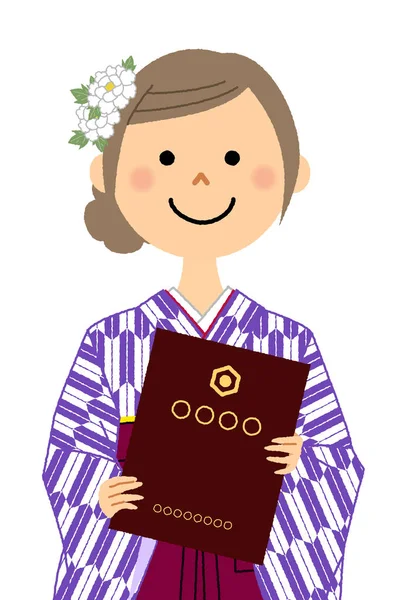 Выпускной Японская Юбка Формальной Одежды Хакама Иллюстрация Женщины Японской Юбке — стоковый вектор