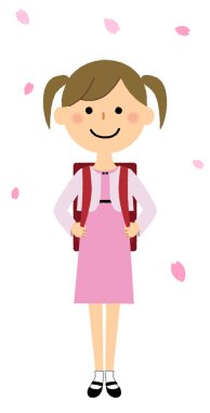 Giriş töreni, ilköğretim okulu / İlkokula giren bir çocuğun resmi.