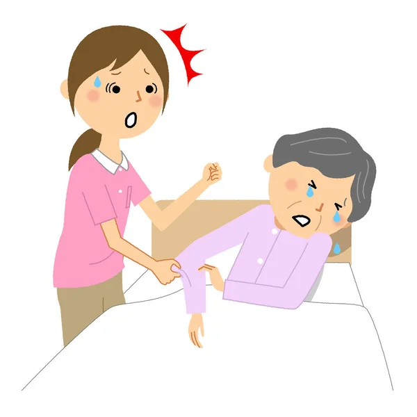 Caregiver Returning Assaulting Elderly Illustration Caregiver Who Returns Assaulting Elderly — Stock Vector