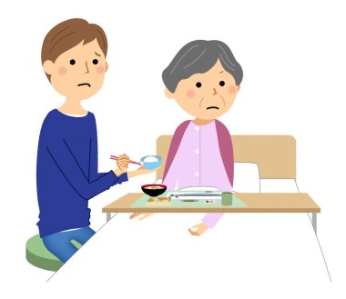 Elderly people refusing to eat/Illustration of elderly people refusing to eat.