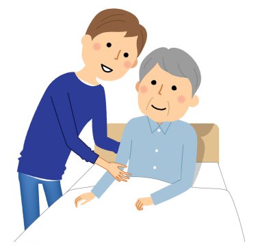 Elderly people going to bed/Illustration of the elderly going to bed.