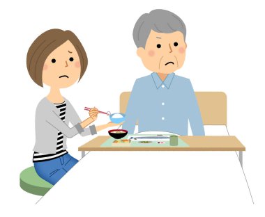 Elderly people refusing to eat/Illustration of elderly people refusing to eat.
