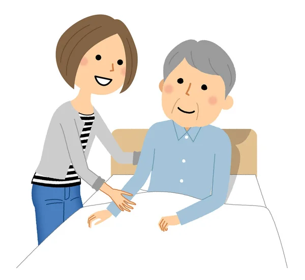 Elderly People Going Bed Illustration Elderly Going Bed — ストックベクタ