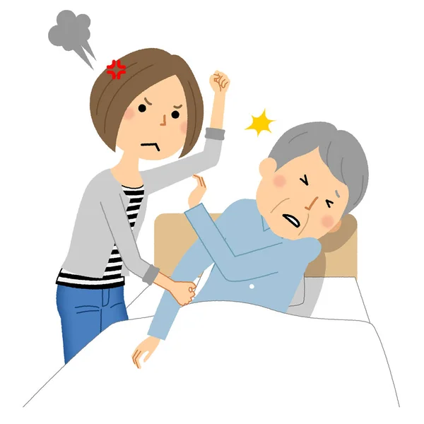 Elderly People Beaten Caregiver Scared Illustration Elderly Person Who Beaten — Stok Vektör