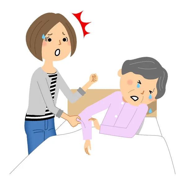 Elderly People Crying Assaulted Family Illustration Elderly Who Beaten Family — Stok Vektör