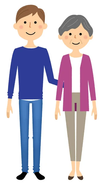 Elderly People Caregivers Illustration Elderly Caregiver — Stok Vektör