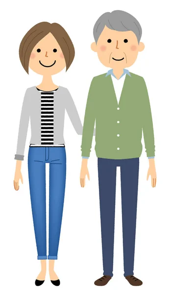 Anziani Caregiver Illustrazione Anziani Caregiver — Vettoriale Stock