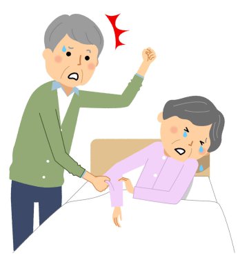 Bakıcı tarafından dövülen yaşlı insanlar / Bakıcı tarafından dövülen yaşlı bir kişinin resmi..