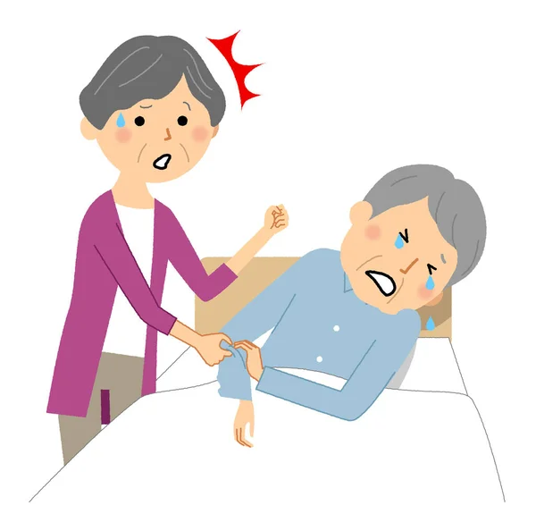 Elderly People Beaten Caregiver Illustration Elderly Person Beaten Caregiver — 스톡 벡터