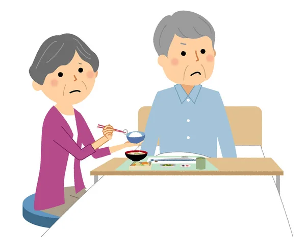 Elderly People Who Dislike Eating Illustration Elderly Who Dislikes Eating — 스톡 벡터