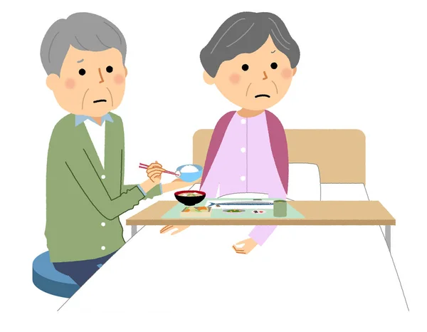 Elderly People Who Dislike Eating Illustration Elderly Who Dislikes Eating — 스톡 벡터