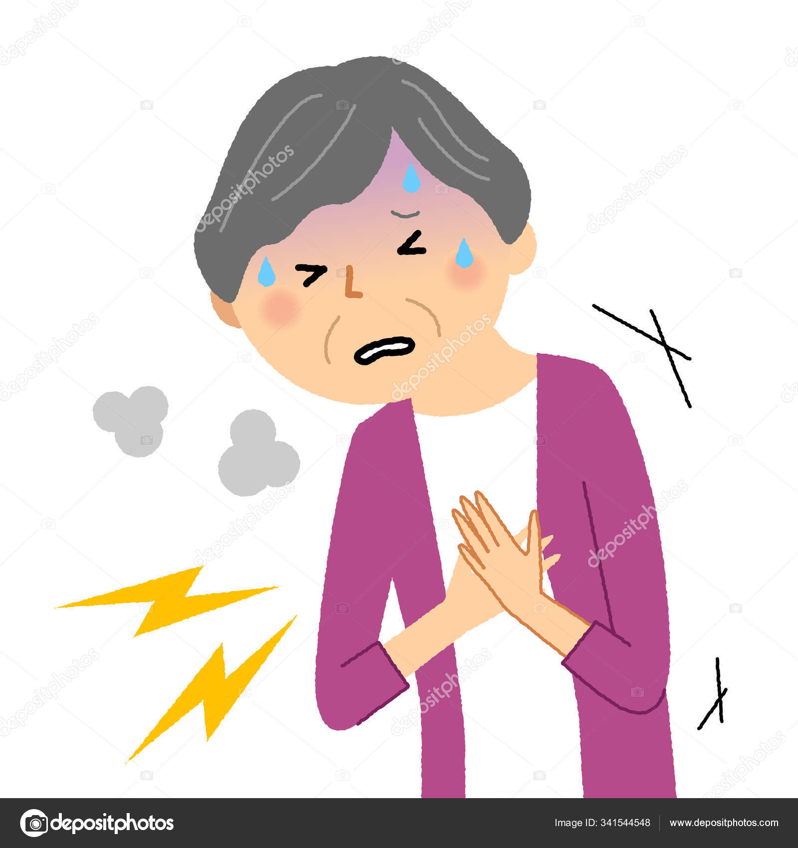 Elderly Woman Chest Pain Illustration Elderly Woman Whose Chest Hurts Stock  Vector Image by ©studiolaut #341544548