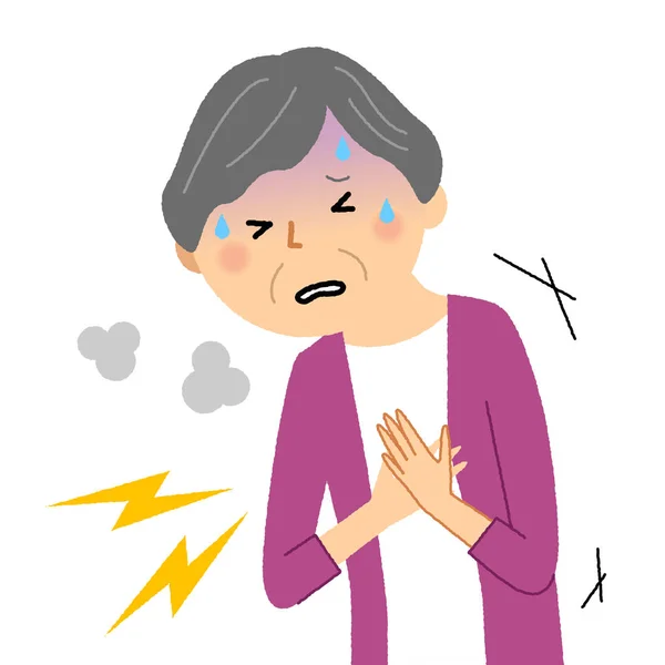 Elderly Woman Chest Pain Illustration Elderly Woman Whose Chest Hurts — Stock Vector