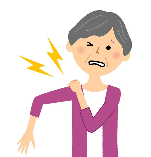 Elderly Woman Shoulder Pain Illustration Elderly Woman Whose Shoulder Hurts — 스톡 벡터