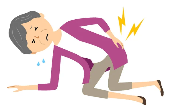 Elderly woman, Backache/Illustration of an elderly woman who has backache. — Stock Illustration Elderly Woman Backache Illustration Elderly Woman Who Has Backache Stock Vector