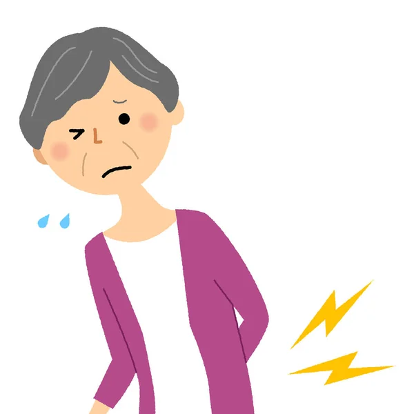 Elderly woman, Backache/Illustration of an elderly woman who has backache. — Stock Illustration Elderly Woman Backache Illustration Elderly Woman Who Has Backache Royalty Free Stock Illustrations
