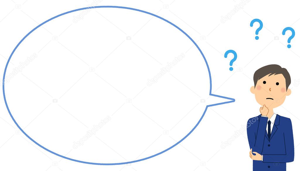 Student in doubt, Speech bubble/It is an illustration of a student who has doubts.