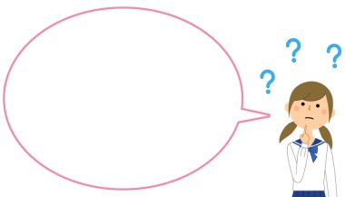 Student in doubt, Speech bubble/It is a speech bubble illustration of a student who has doubts.