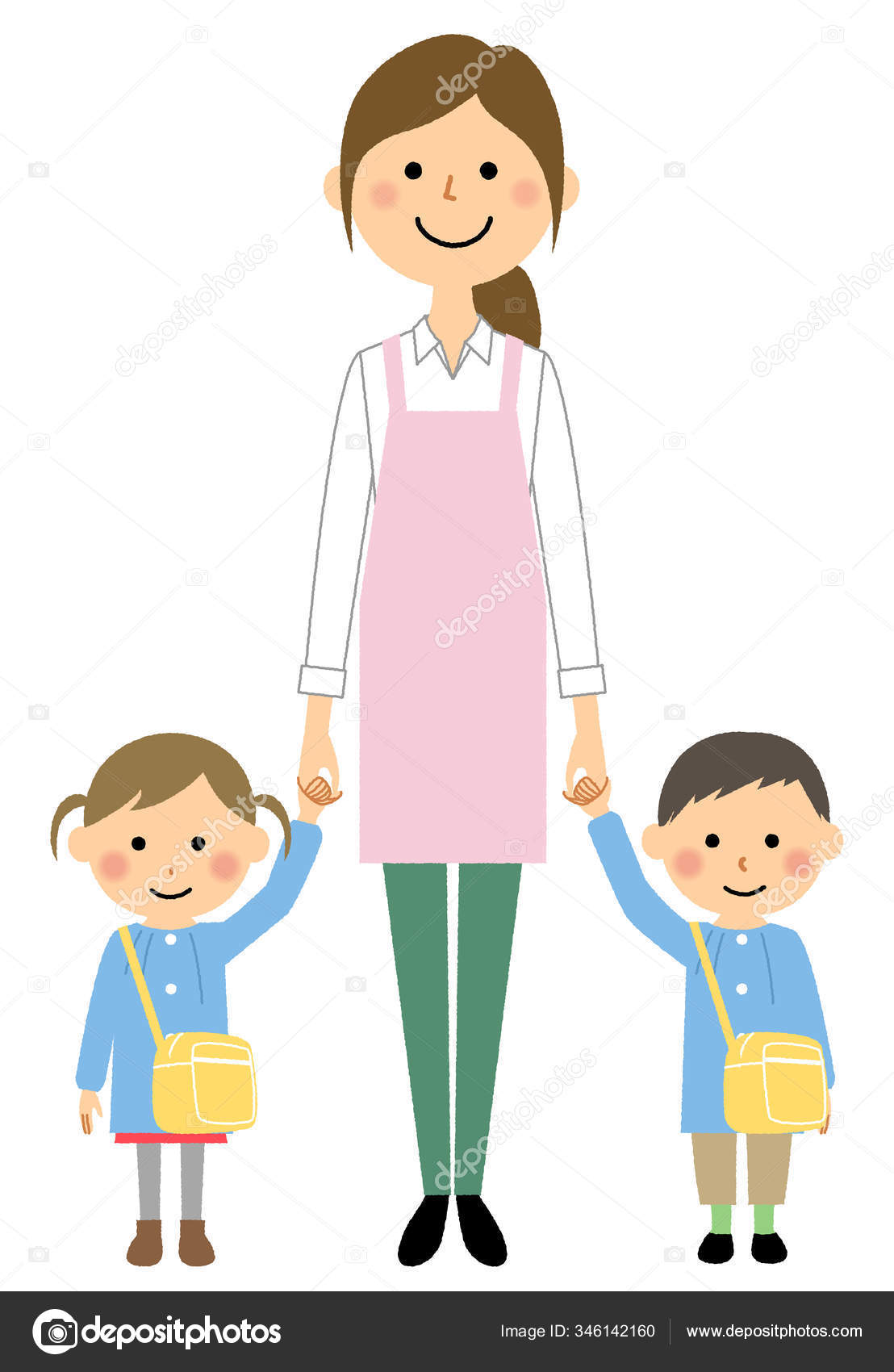 Image vectorielle Jardin D'enfants Enseignant Illustration D'un Enseignant  D'un Enfant Tenant Main par ©studiolaut - 346142160, image size:1108x1700