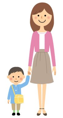 - Çocuklar ve anne. - Bir anne ve çocuğun resmi..