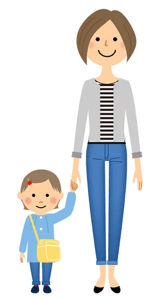 Enfants Maman Est Une Illustration Enfant Une Mère — Image vectorielle