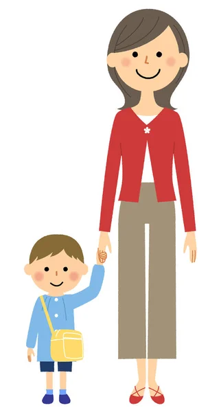 Niños Mamá Una Ilustración Niño Una Madre — Vector de stock