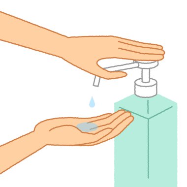 Alcohol disinfection/It is an illustration to disinfect the hands with alcohol.