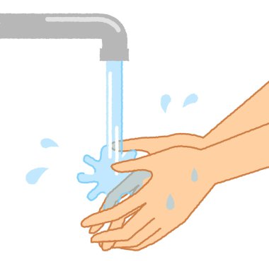 Hand washing/It is an illustration of sanitary hand washing.