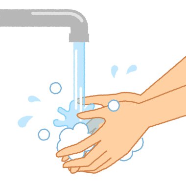 Hand washing/It is an illustration of sanitary hand washing.