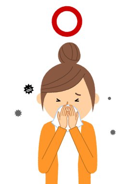 Genç bir kadın, kötü sağlık, grip. Sağlığı kötü durumda olan genç bir kadının bir örneği..