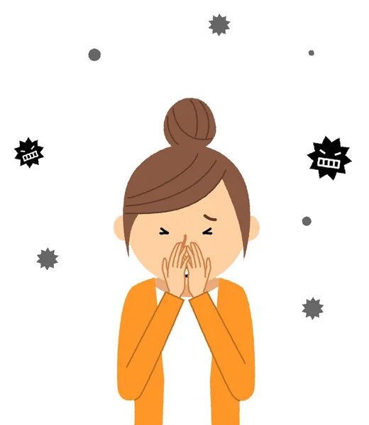 Mujer Joven Mala Salud Influenza Una Ilustración Una Mujer Joven — Vector de stock