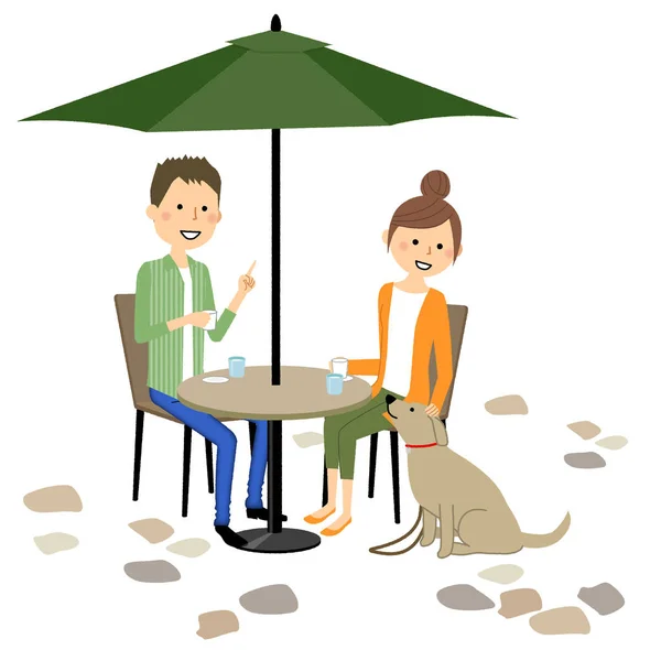 Chatten Cafe Junges Paar Illustration Eines Jungen Paares Beim Entspannen — Stockvektor