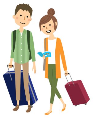 Young couple, Travel/Illustration of a young couple traveling.