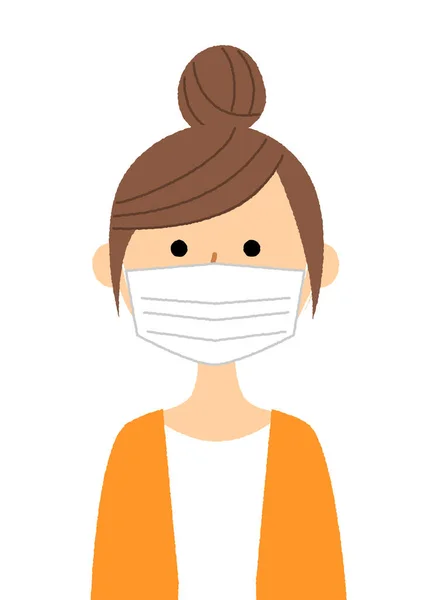 Young Woman Mask Illustration Young Woman Wearing Mask — 스톡 벡터