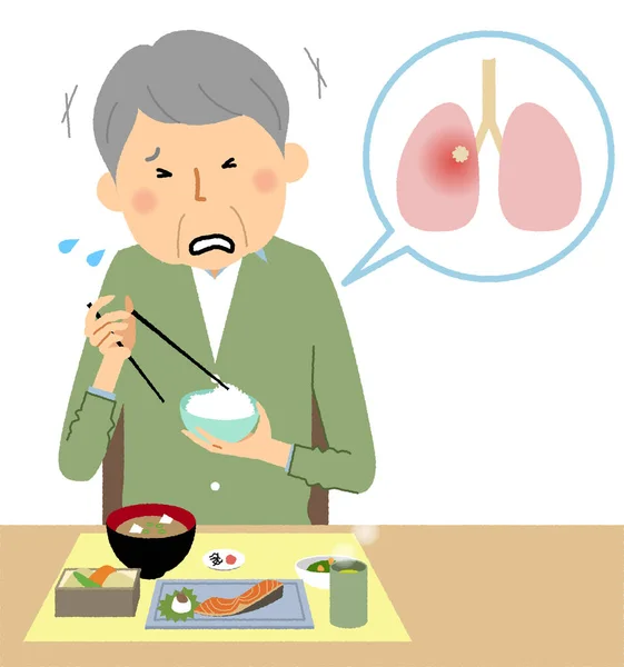 Elderly People Who Aspirated Meal Illustration Elderly Person Who Aspirated — Stockvector