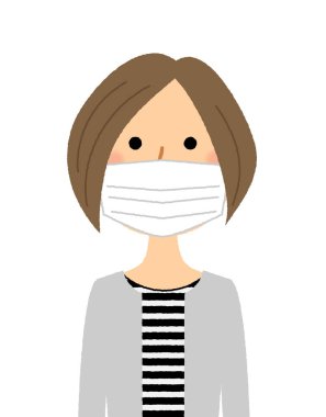 Young woman, Mask/Illustration of a young woman wearing a mask.